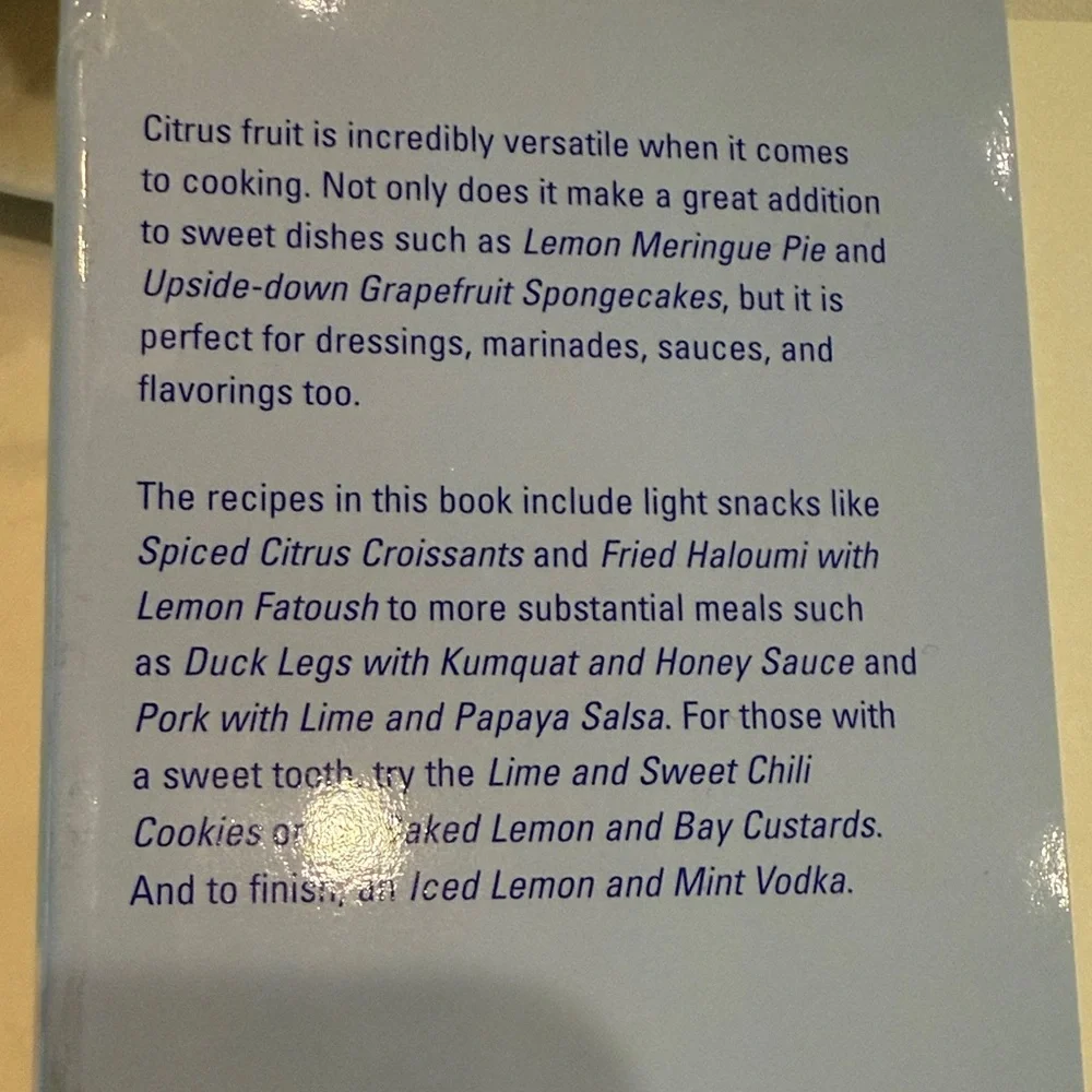 Williams Sonoma Citrus Cookbook - Blue and White